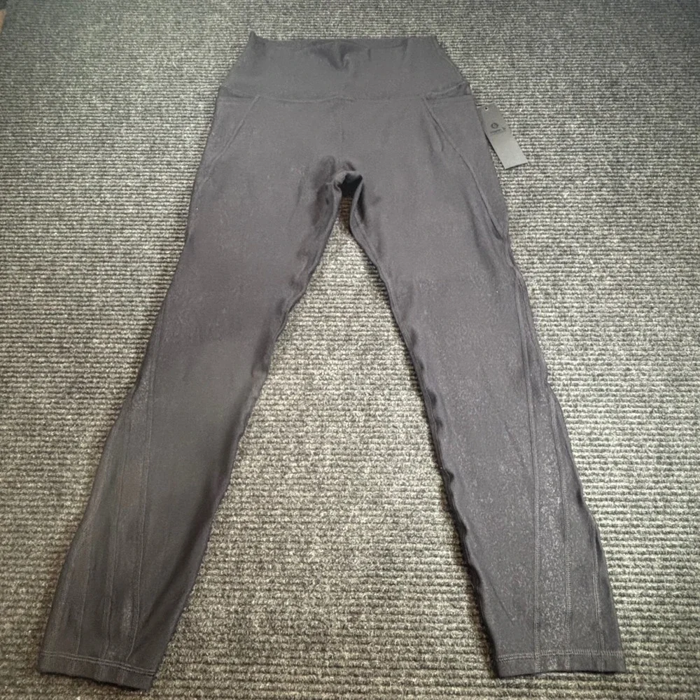 Mono B Black Foil Distressed High Waist‎ Leggings APH-A0951 Womens Large NWT